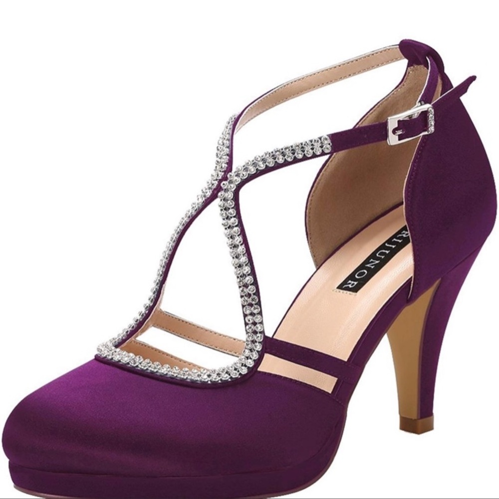 NEW Erijunor Satin Rhinestone Formal Heels Size 10